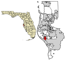 Pinellas County Florida Incorporated and Unincorporated areas Bay Pines Highlighted 1204200.svg