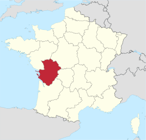 Ubicación de la antigua región de Poitou-Charentes en Francia