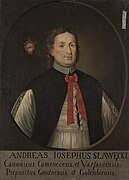 Portret ks. Andrzeja Sławęckiego z biskupią odmianą herbu Dryja