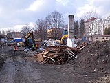 Praha - Vršovice, Bajkalská, demolice staré budovy školky