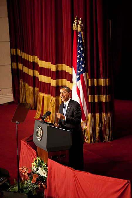 President Barack Obama speaks in Cairo, Egypt 06-04-09.jpg