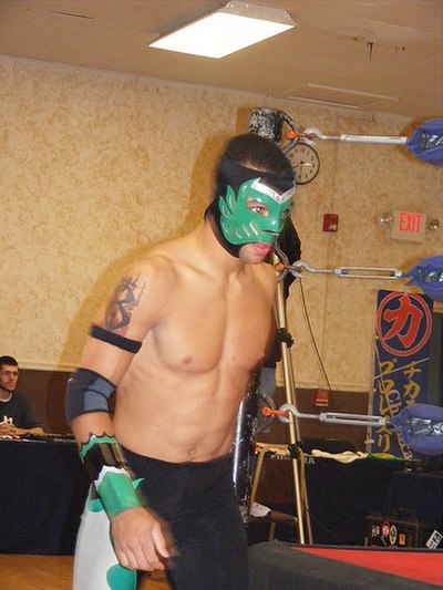 The masked Helios during a Chikara event