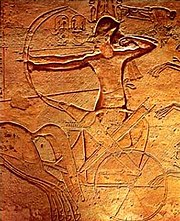 Although both the Hittites and the Egyptians claimed victory in the Battle of Kadesh, Ramesses II is represented as victorious on the walls of the greater temple of Abu Simbel.