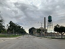 Rancho Los Amigos' original water tower and power station are some of the few surviving buildings RanchoLosAmigosPowerStationMarch2024.jpg