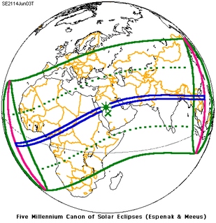 Solar eclipse of June 3, 2114 Future total solar eclipse