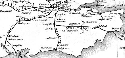 Railways in the South East of England in 1840 S england railways 1840.jpg