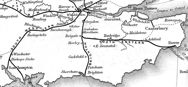 Railways in the south east that were built, authorised or under construction by 1840