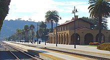 Santa Barbara station, built in 1902 by the Southern Pacific Railroad in the Spanish Mission Revival style