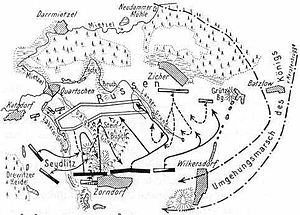 The Battlefield was a morass of marshlands and streams, making passage and tactics difficult. Schlacht bei zorndorf.jpg