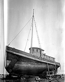 A new ship named Polar Bear in dry dock, Nushagak 1917 Ship POLAR BEAR on drydock at Nushagak, Alaska, 1917 (COBB 265).jpeg