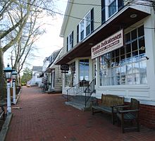 Sidewalk and shops Shops and sidewalk and lamps in Basking Ridge New Jersey.JPG