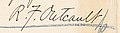Signature of R. F. Outcault in 1896, from - Claim for copyright on The Yellow Dugan Kid (cropped).jpg