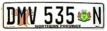 Sudáfrica provincia de Limpopo 1995 license plate.jpg