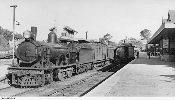 South Australian Railways S class No. 151, at Murray Bridge in March 1951