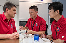 Soyuz TMA-17M crew at Lyndon B. Johnson Space Center.jpg