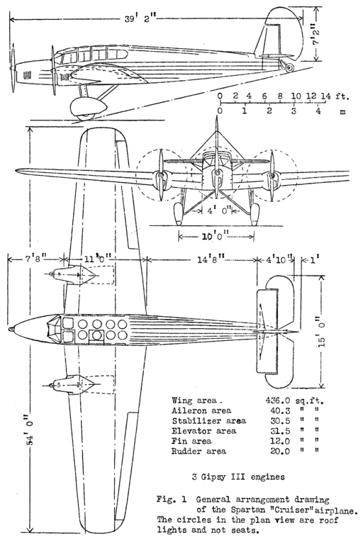 Spartan Cruiser 3-view NACA-AC-168