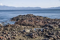 View from Cape Nagasakibana across Kagoshima Bay entrance to the end of the Ōsumi Peninsula