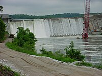 The Loch Raven Dam during rehabilitation and stabilization in 2003