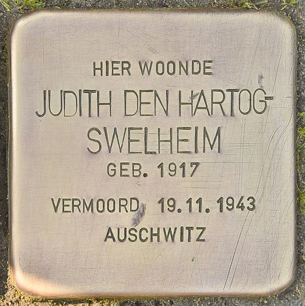 Bestand:Stolperstein für Judith den Hartog-Swelheim (Zwijndrecht).jpg