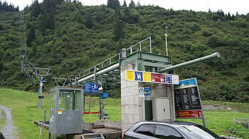 View from the valley station of Albonabahn 1 in summer