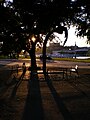 Sunset at the Daniel Tupý memorial (with the Bratislava castle in the background)