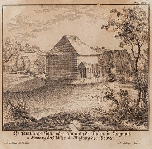 18th century etching of the synagogue in Lengnau. In the Jewish Museum of Switzerland’s collection.