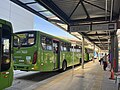 Ônibus da linha SV606 e outros na plataforma de embarque das linhas no TIG.