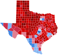 2020 U.S. presidential election in Texas results by county Texas Presidential Election Results 2020.svg