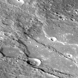 Oblique view of southern Thākur crater
