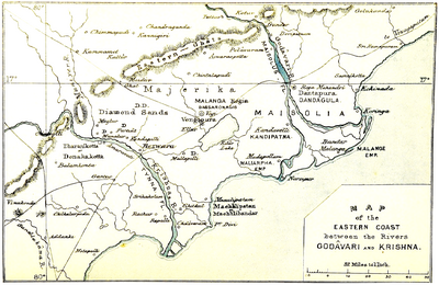 Map of the Eastern Coast between the Rivers Godâvari and Krishna
