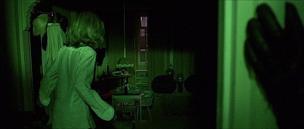 Anita Strindberg in The Case of the Scorpion's Tail (1971), showing giallo trademarks: a black-gloved killer's POV, vivid colour and a vulnerable youn