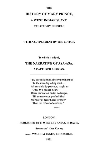 <span class="mw-page-title-main">Mary Prince</span> West Indian writer and enslaved woman (c. 1788–after 1833)