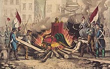 The burning of the throne of king Louis Philippe during the French revolution of 1848, Paris 25th February 1848.jpg