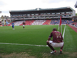 Thierry Henry waiting to take a corner kick during the last game held at Highbury in 2006 The last ever game at Highbury.jpg