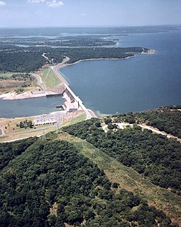 Lake Eufaula (Oklahoma) Dam in East of Eufaula, Oklahoma