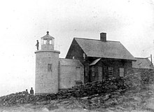 Tenants Harbor Lighthouse, Maine prior to construction of a new house and reconstruction of the tower
