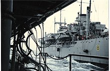 USS Mountrail (APA-213), during an underway refueling from USS Waccamaw (AO-109), 1967 USS Mountrail (APA-213).jpg