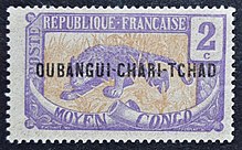 A Middle Congo stamp overprinted for Oubangi-Chari-Tchad. Ubangui-Chari SW002 - 1915.JPG