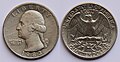 Obverse and reverse of Washington quarter, 1983 (clad composition)