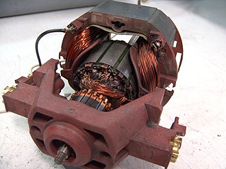 Modern cheap universal motor, from a vacuum cleaner Universalmotor 3.JPG