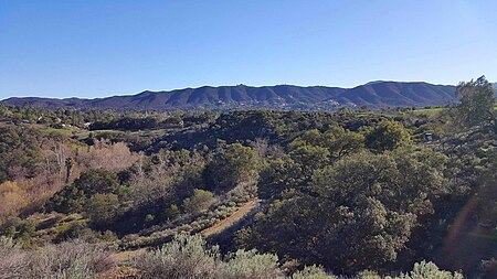 View of Hill Canyon and Newbury Park Santa Monica Mountains from Mount Clef Ridge