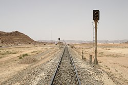 Wadi Rum railway track, Hejaz railway, Jordan.jpg