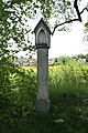 Čeština: Boží muka u skupiny památných stromů Dvě lípy malolisté v Čechticích, okr. Benešov. English: Wayside shrines near famous trees Dvě lípy malolisté in Čechtice, Benešov District.