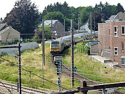 Umgeleiteter Zug in Welkenraedt (Juli 2021)