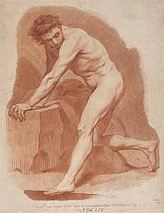 Nude Man on One Knee