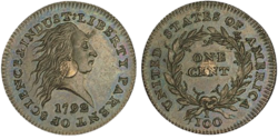 The silver center cent was an early attempt to reduce the size of the cent while maintaining its intrinsic value. 1792 silver center cent.png