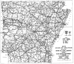 Arkansas first numbered state highway plan came in 1926. 1926 Arkansas numbering.png