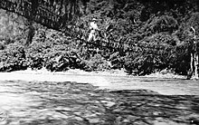 1952, suspension bridge over Cuanana river, Yosondua, Oaxaca, Mexico. 1952 Puente Colgante Rio Cuanana.jpg