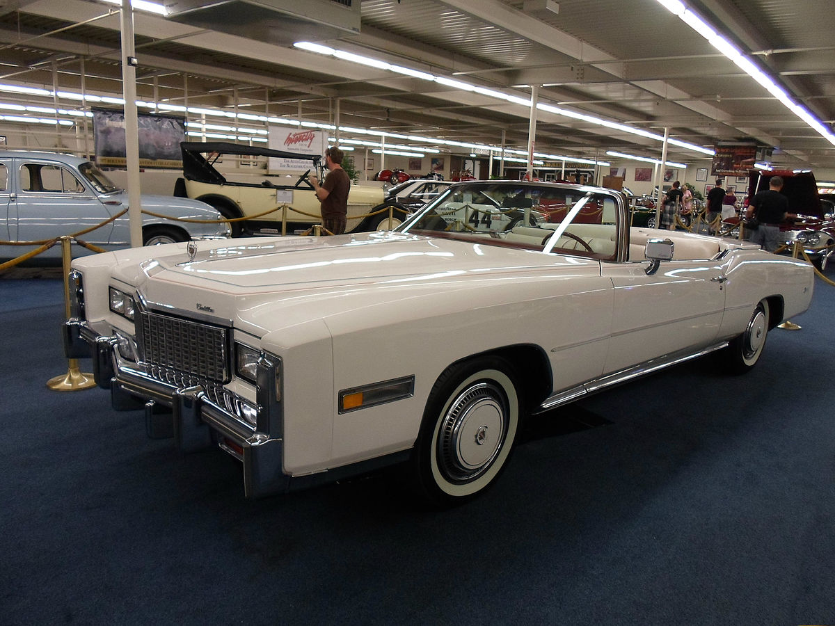 The 1976 Bicentennial Edition of the Cadillac Eldorado is an all-white convertible with red and blue trim. The limited edition car was produced to celebrate America's 200th birthday.