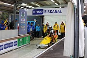 Deutsch: Bob-Europacup 2018/19; Station 1 in Altenberg, 2er-Rennen Nummer 1, Lauf 1 English: Bobsleigh Europe Cup 2018-19 in Altenberg - 2-man Race 1, first run